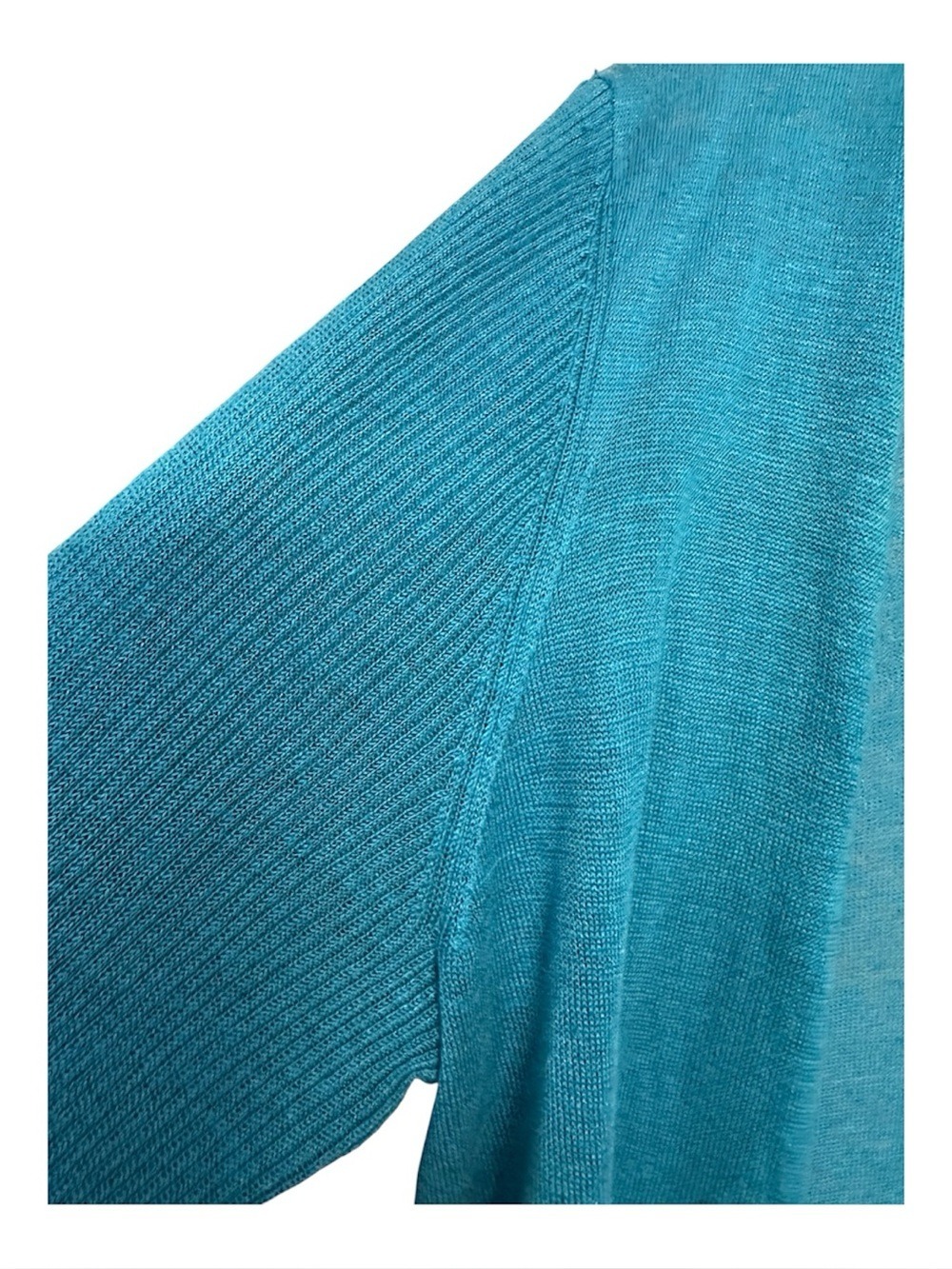EILEEN FISHER Open Linen/Tencel Cardigan in beautiful teal/peacock - Size M - Picture 7 of 11